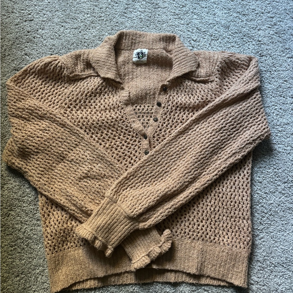 Free People Tan Knit Sweater